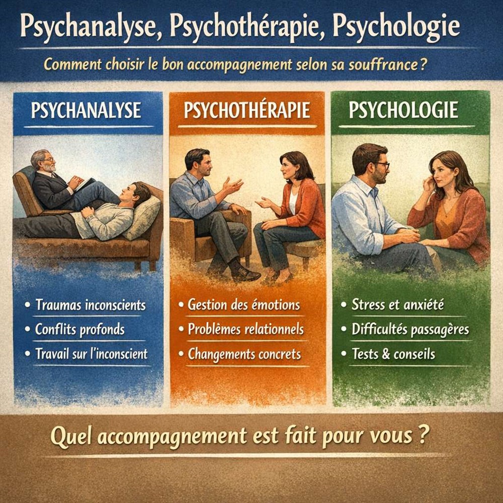 Psychanalyse, psychothérapie, psychologie : Comment choisir le bon accompagnement selon sa souffrance 