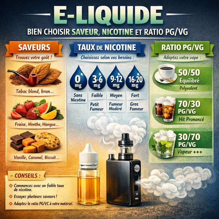 E-liquide : bien choisir saveur, nicotine et ratio PG/VG