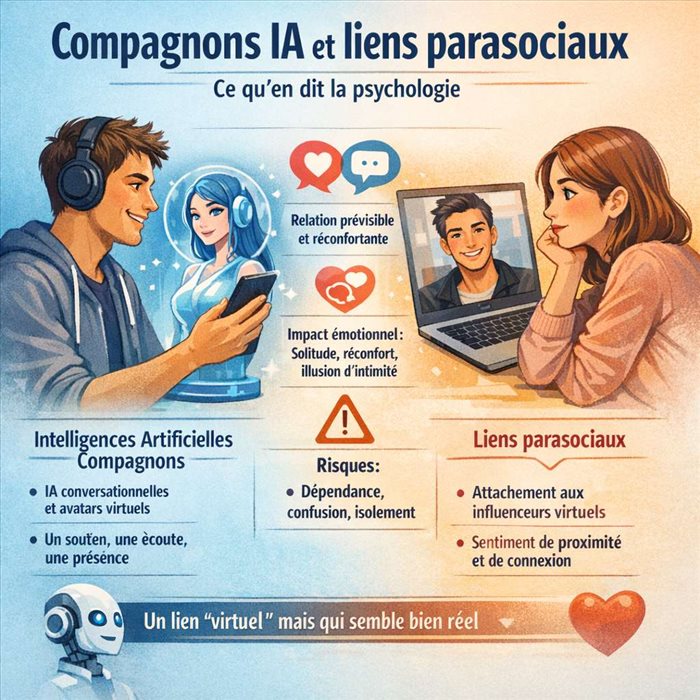 Compagnons IA et liens parasociaux : ce qu'en dit la psychologie