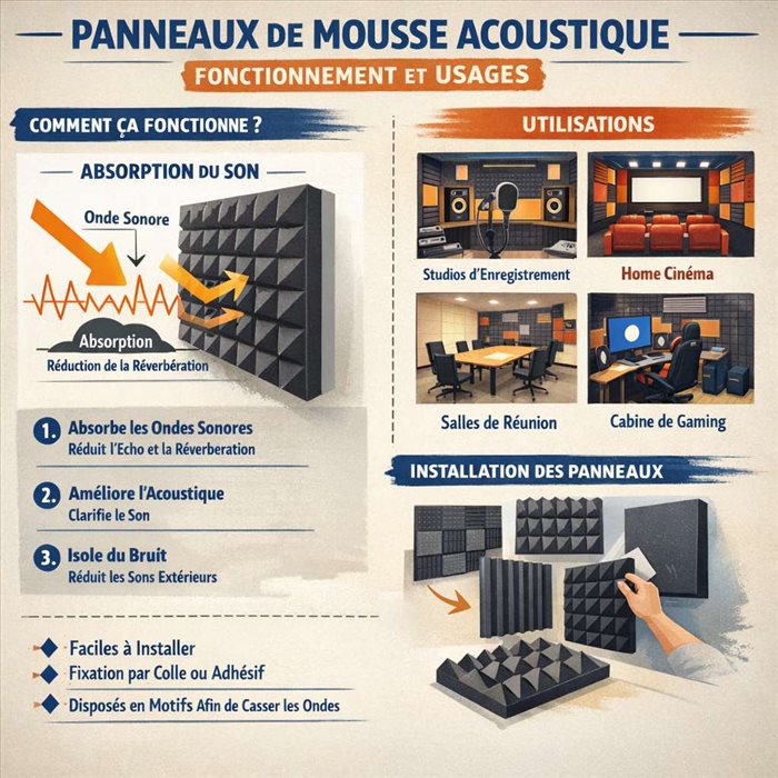 Panneaux de mousse acoustique : avantages et usages