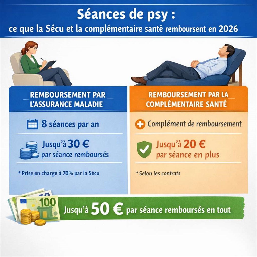 Séances de psy : ce que la Sécu et la complémentaire santé remboursent en 2026